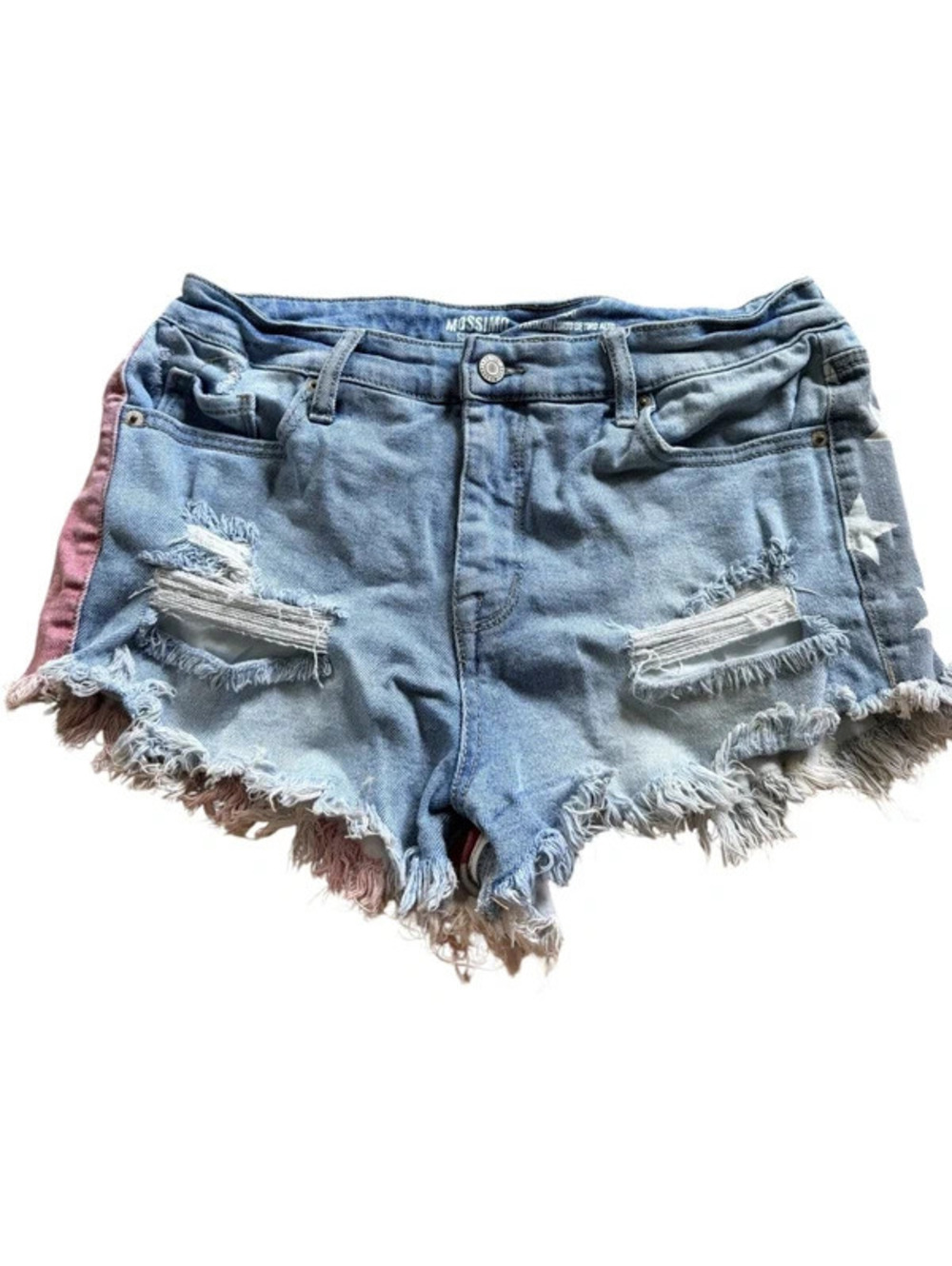 Mossimo High Rise Denim Shorts Size 10/30 American Flag Star Stripe SkuW207
